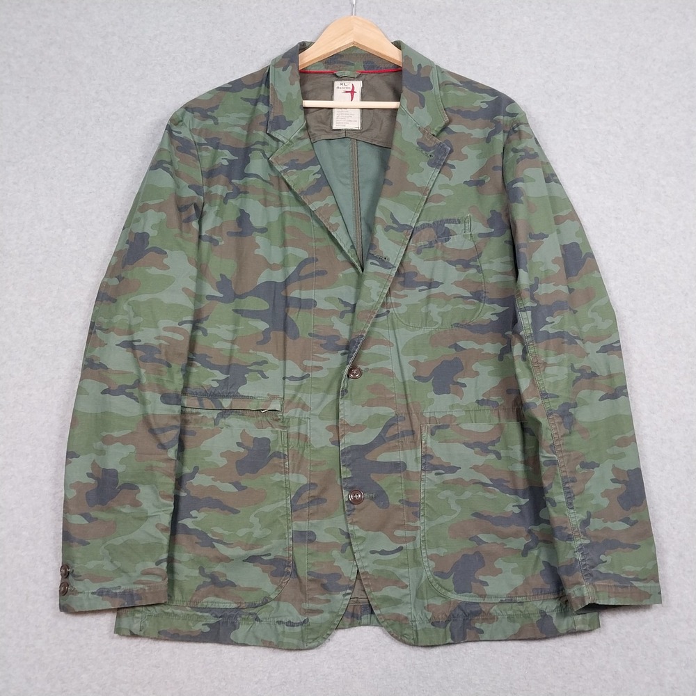 Relwen Trap Blazer Men XL Green Camoflauge Cotton Unstructured Sport Coat Jacket